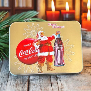 COCA-COLA Christmas Santa Claus Playing Cards Tin - Two Decks (New, Sealed)